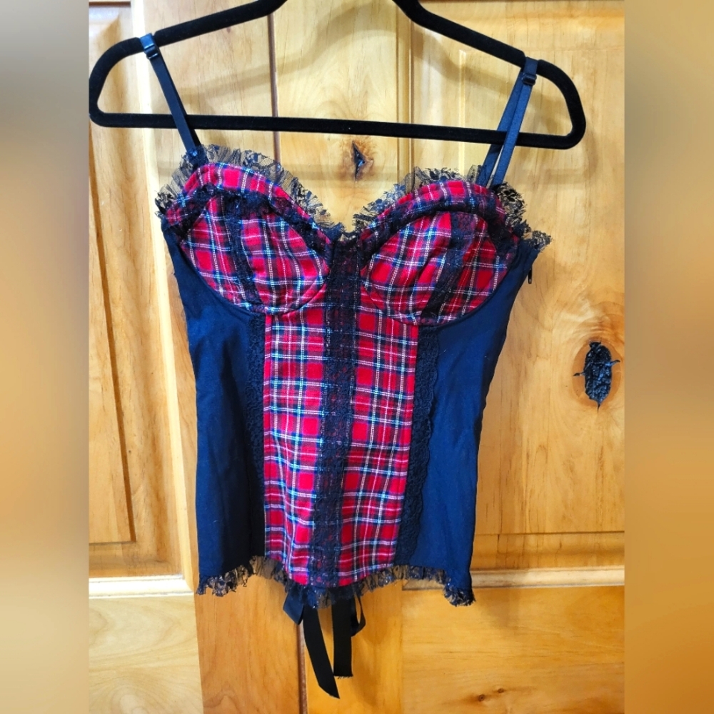 Lip Service Vintage Red And Black Plaid Corset